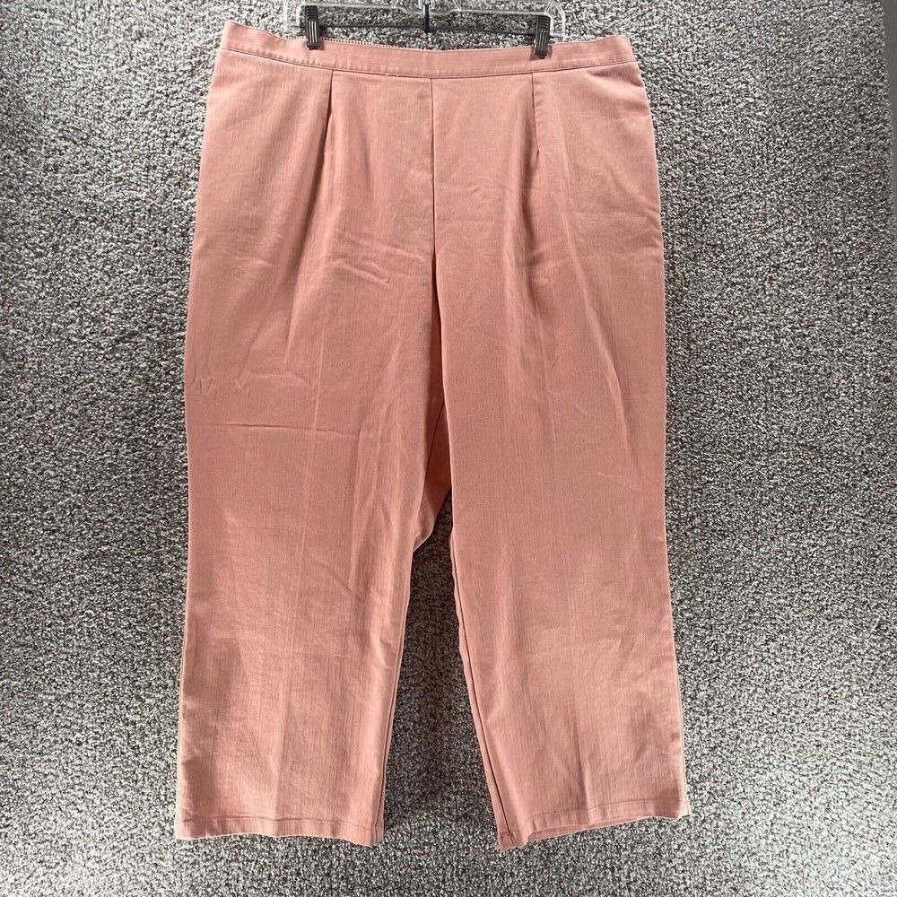 Alfred Dunner Pants Womens 24W Pink Classic Fit Stretch Wide Leg Barbiecore Logo